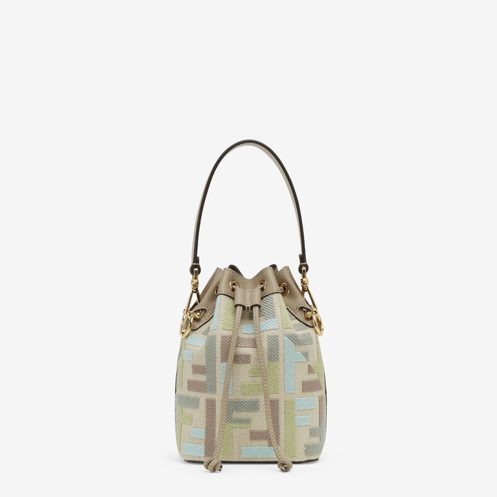 SOLD! Fendi Mon Tresor Mini Bucket Bag Green Teal Brown Greige